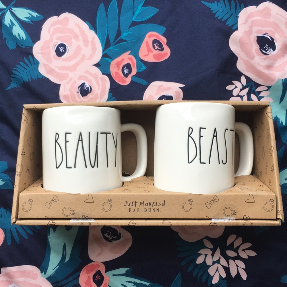 Rae Dunn Beauty + Beast Just married mug set 💍